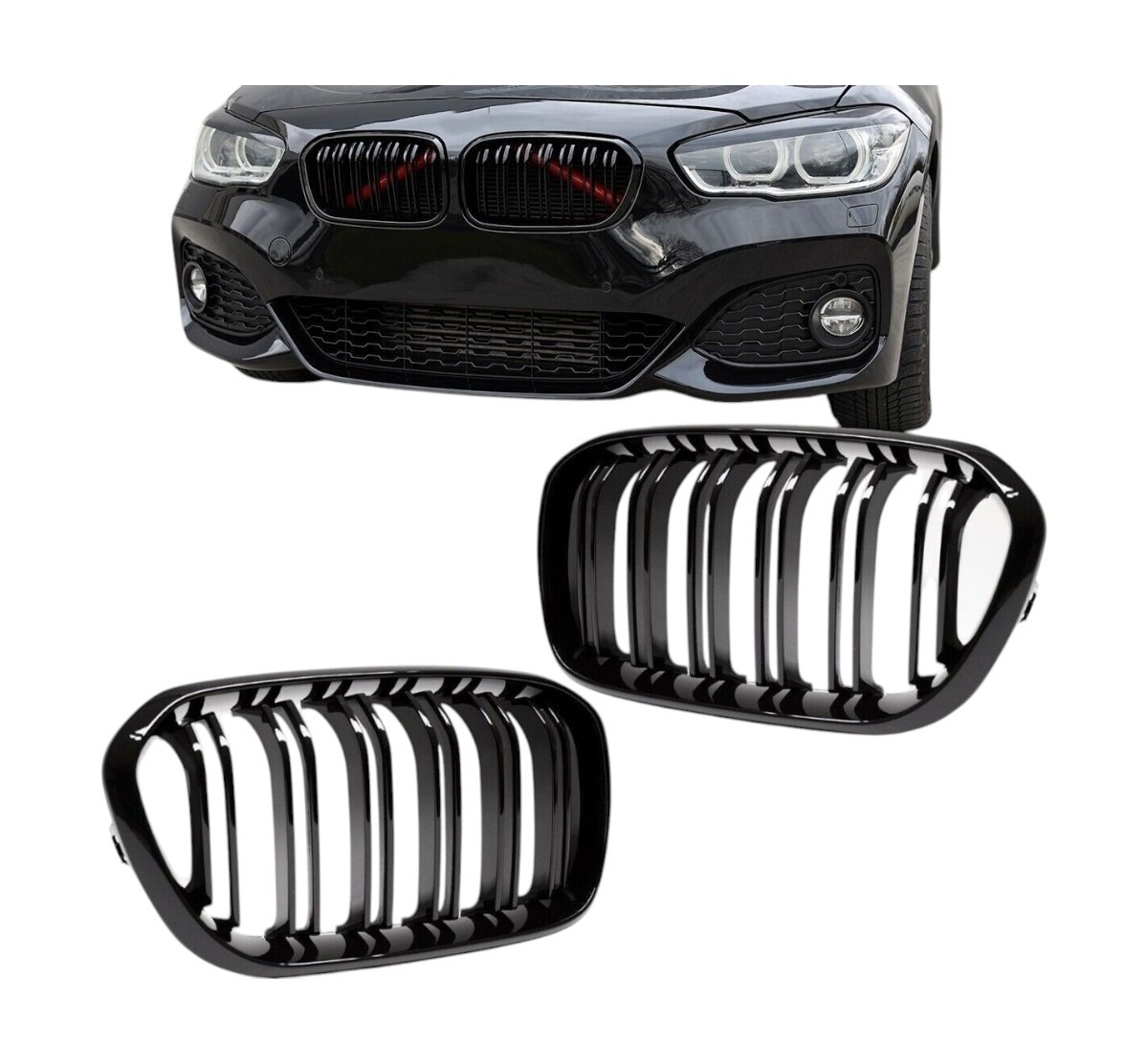 Glans zwarte grill nieren BMW 1 Serie F20 LCI
