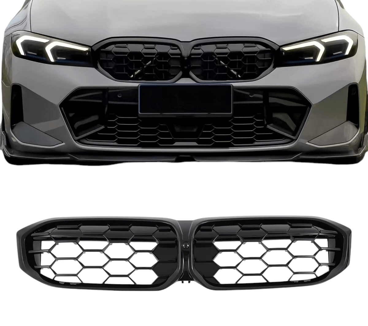 BMW 3 Serie Diamant Grill glans zwart voor G20 G21 LCI