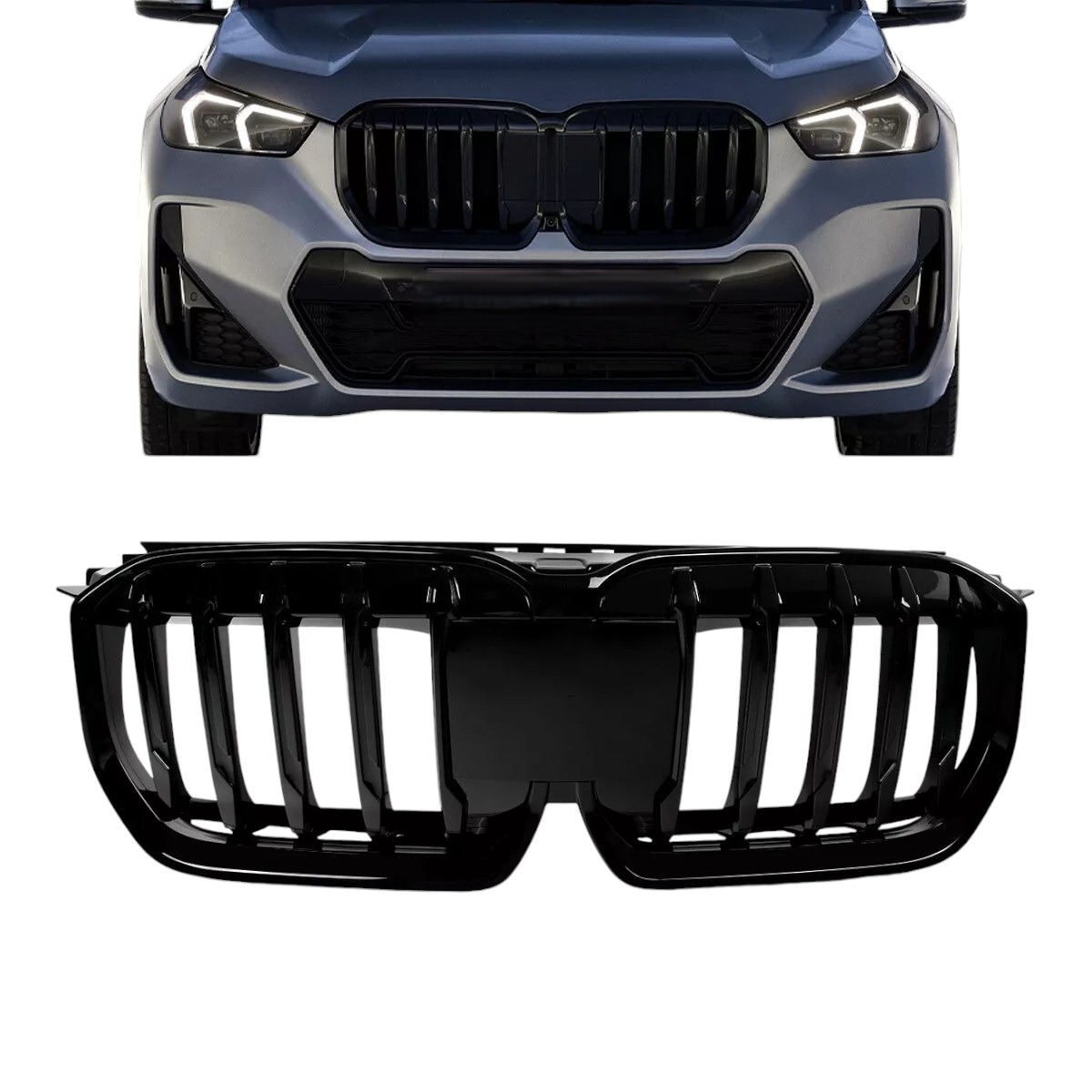 Nierengrill BMW X1 U11 glans zwart enkele spijlen