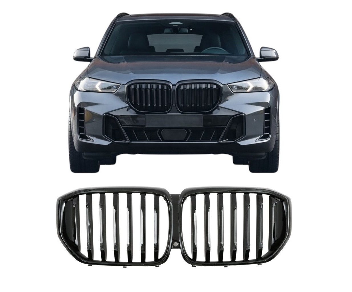 grill-nieren-hoogglans-zwart-bmw-x5-g05-lci-voorzijde. grill nieren hoogglans zwart BMW X5 G05 LCI 2023