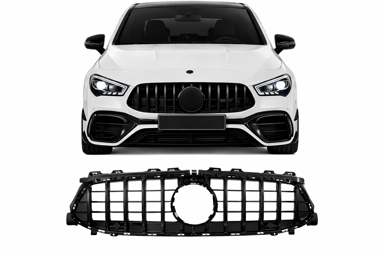 Panamericana GT Grille Glans Zwart voor Mercedes CLA Facelift Panamericana GT grille glans zwart voor Mercedes CLA W118 C118 X118 Facelift vanaf 07/2023