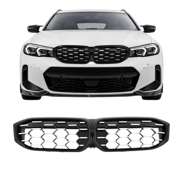 nieren grill BMW G20 G21 LCI diamant design glans zwart